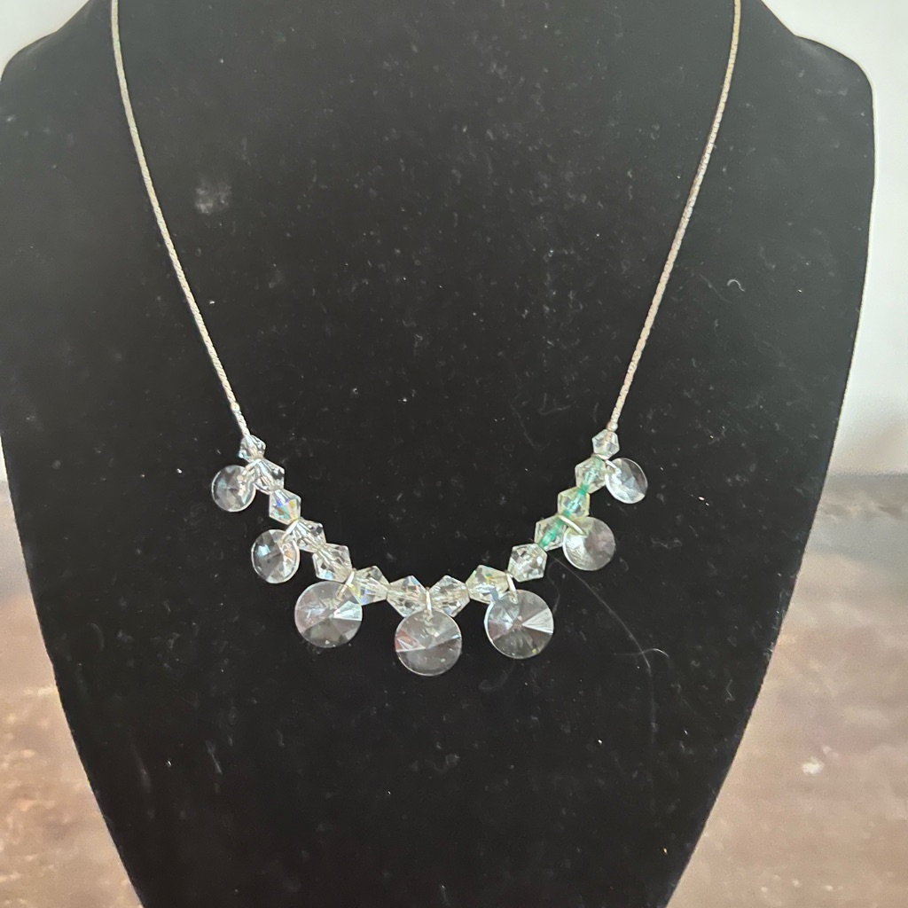 Givenchy Clear Crystal Drop Necklace In Silver-Tone